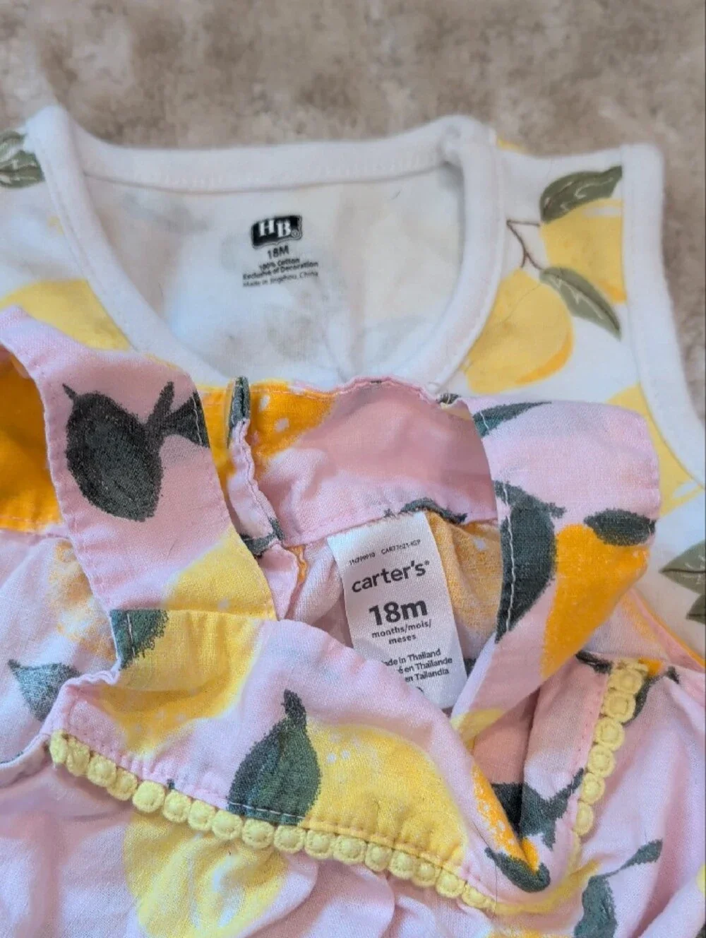 Lemon Print Top And Summer Dress - White & Pink